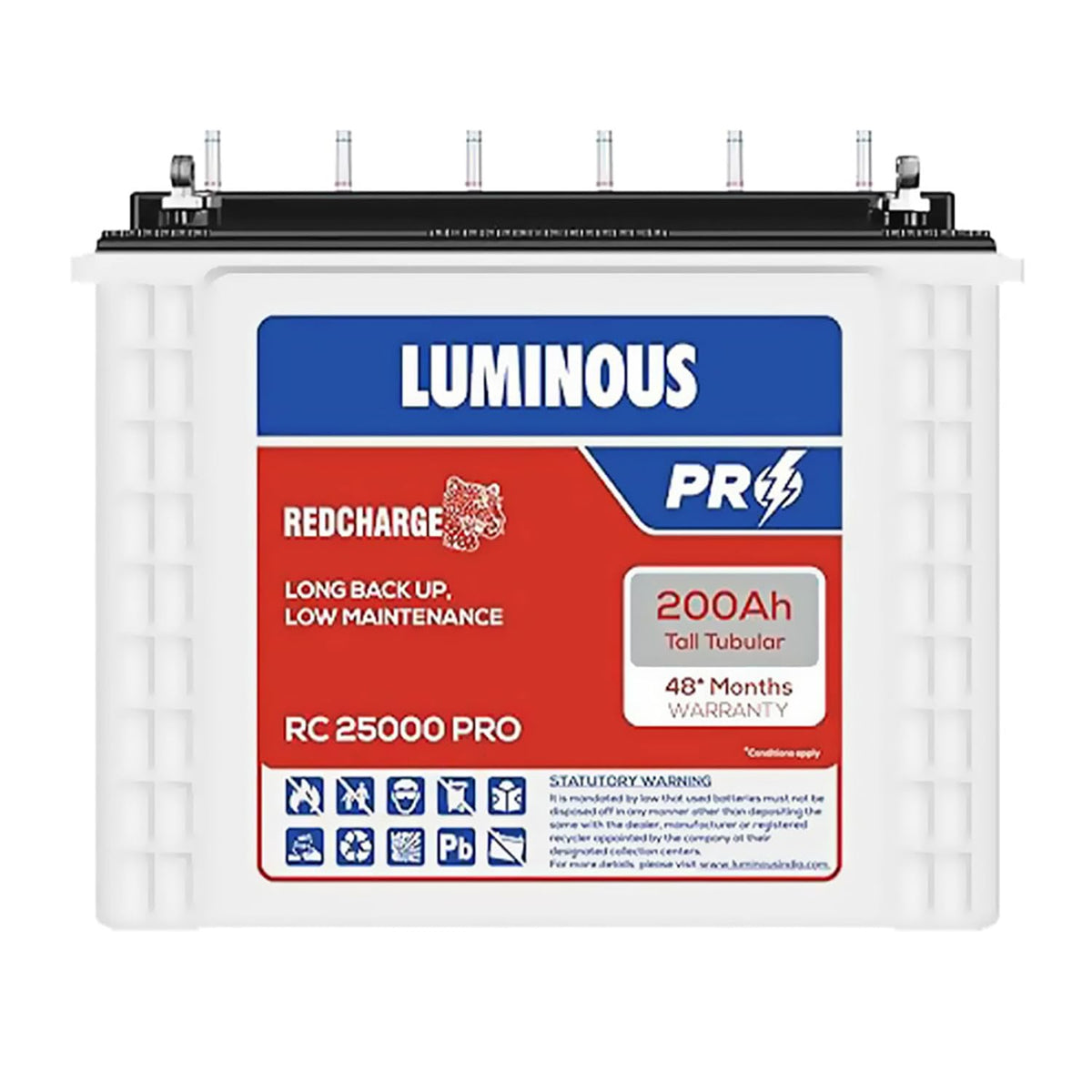 Luminous Red Charge RC 25000 tall tubular battery